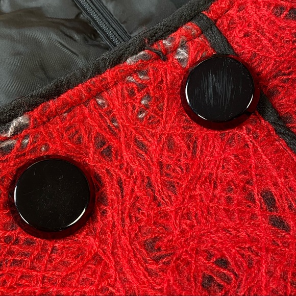 Vintage Ladies’ Wool Designer Red/Black “Spun Yarn” Short Sleeve Midi Dress 0/2 - Picture 13 of 16